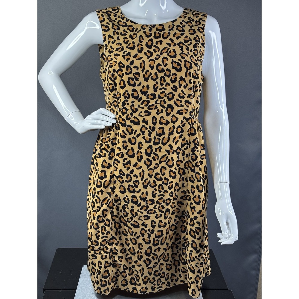 Gap Short Sleeve Leopard‎ Animal Print Dress w/Pockets Size 8 Petite EUC